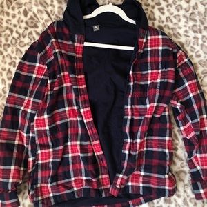 Plaid sweatshirt jacket